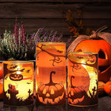 Halloween Flameless Candles with Remote Pumpkin Spider Web Decal and