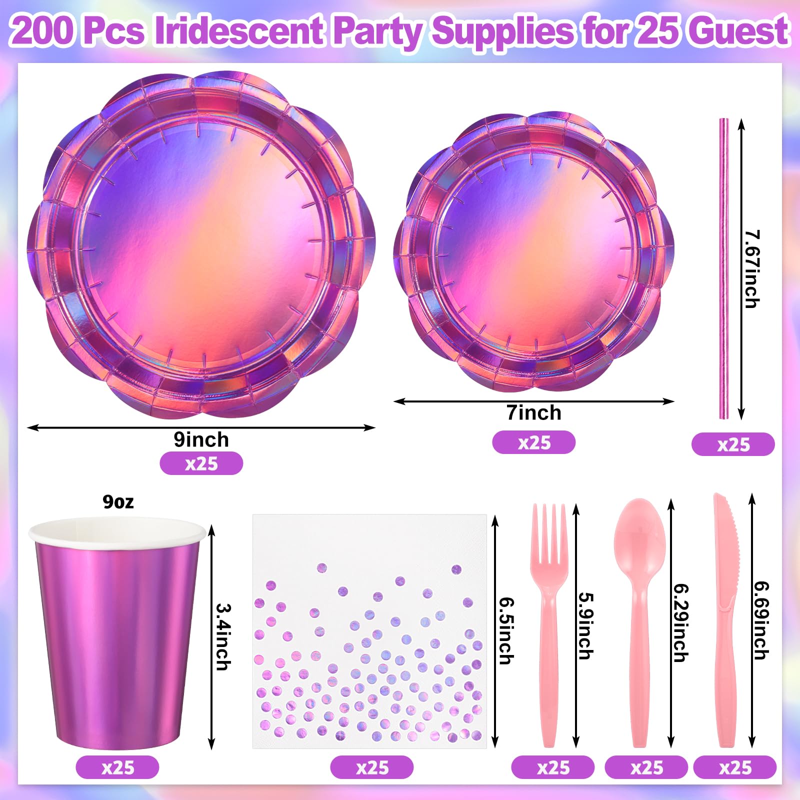 NatNarr 200 Pcs Pink Plates and Napkins Party Supplies, 25 Guest