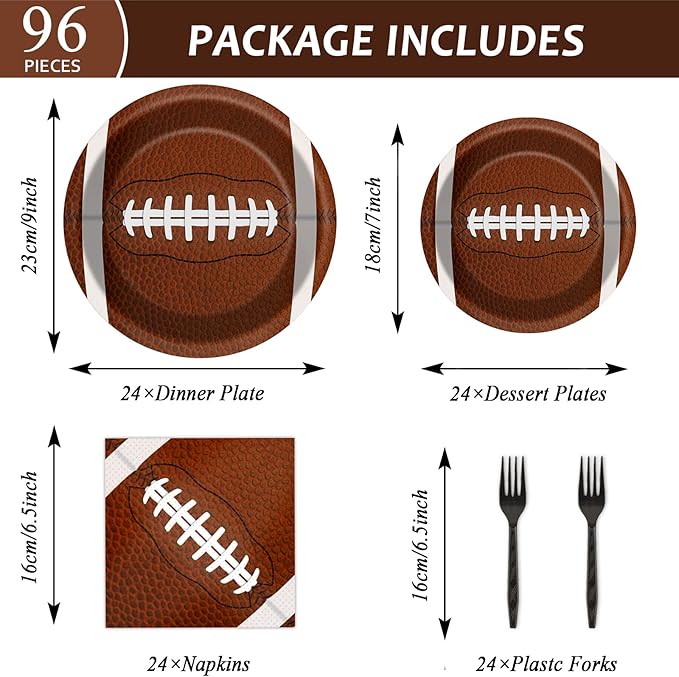 Football Party Tableware Kit for 24 Guests Football Theme Birthday