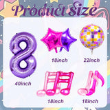 9Pcs Kpop Birthday Decorations - Kpop Music Balloons Hot Pink Mus 8