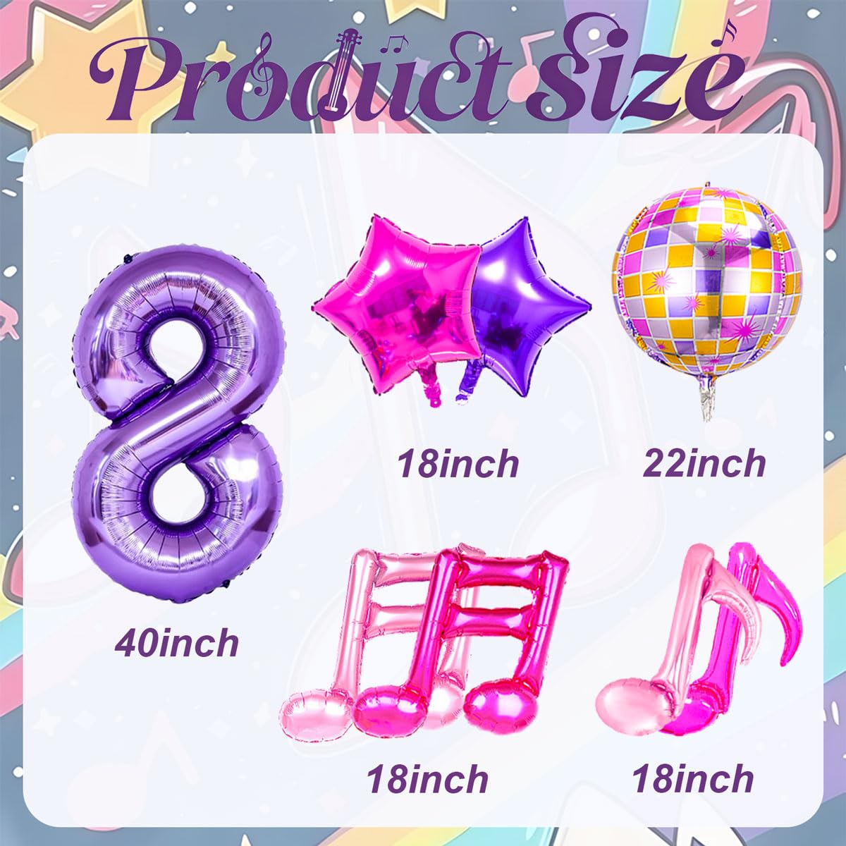 9Pcs Kpop Birthday Decorations - Kpop Music Balloons Hot Pink Mus 8