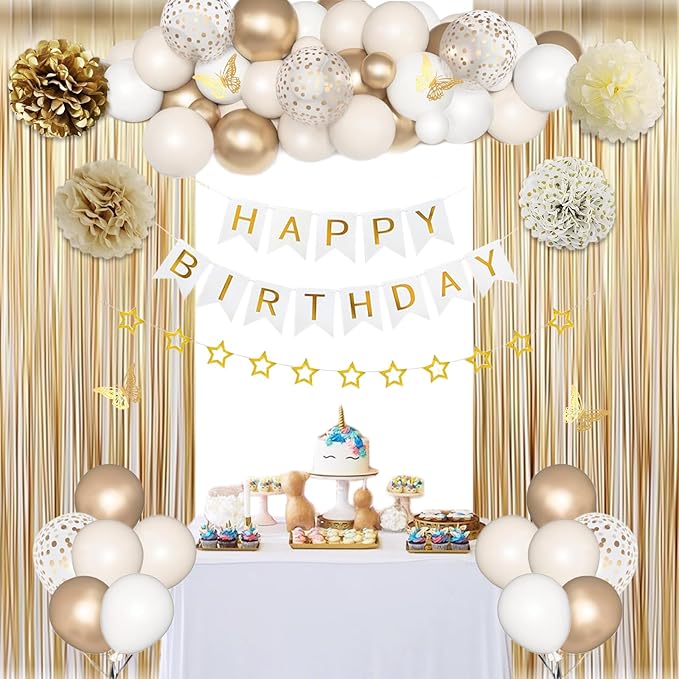 Sweet Birthday Decorations for Women, White Sand Beige Cream Neutral