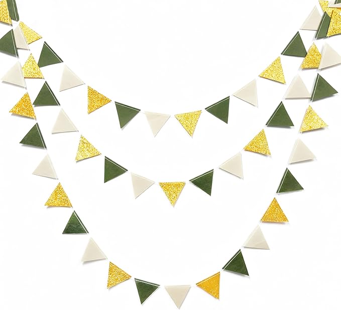 Sage Green Gold Party Decorations Oilve Green Beige Gold Glitter Felt