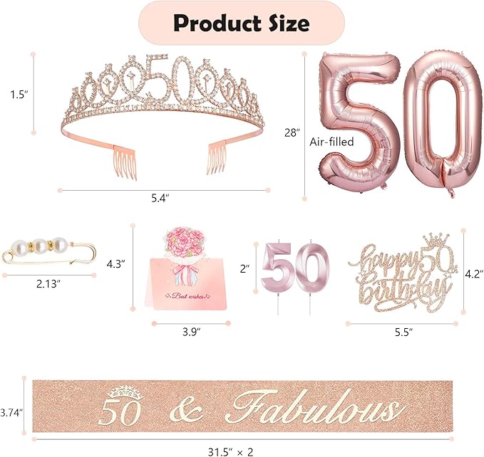 50th Birthday Gifts Decorations for Women Including 50th Cake