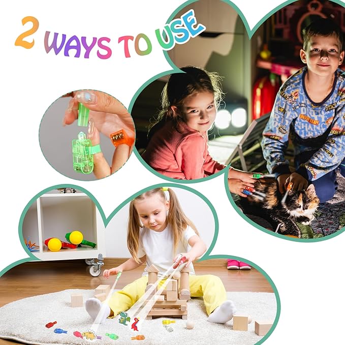 48PCS Finger Lights Dinosaur Party Favors for Kids Bulk Led