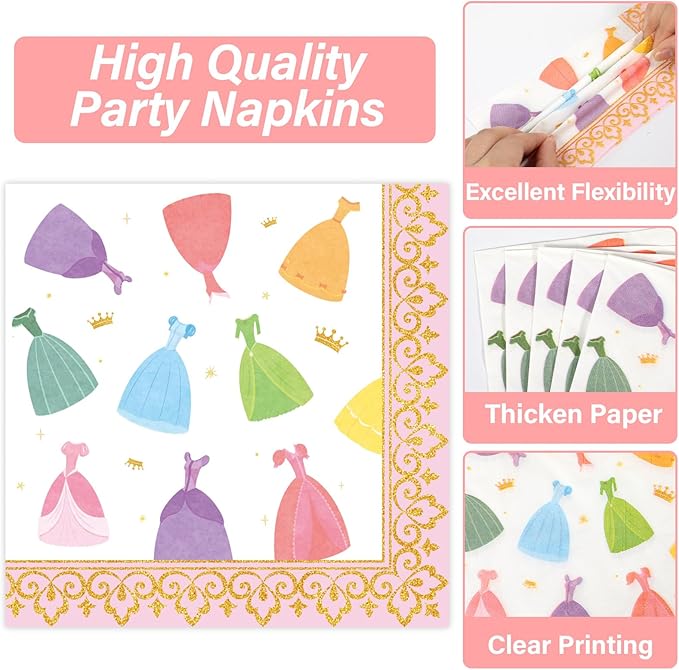 100 Pcs Princess Birthday Plates and Napkins Princess Themed Party