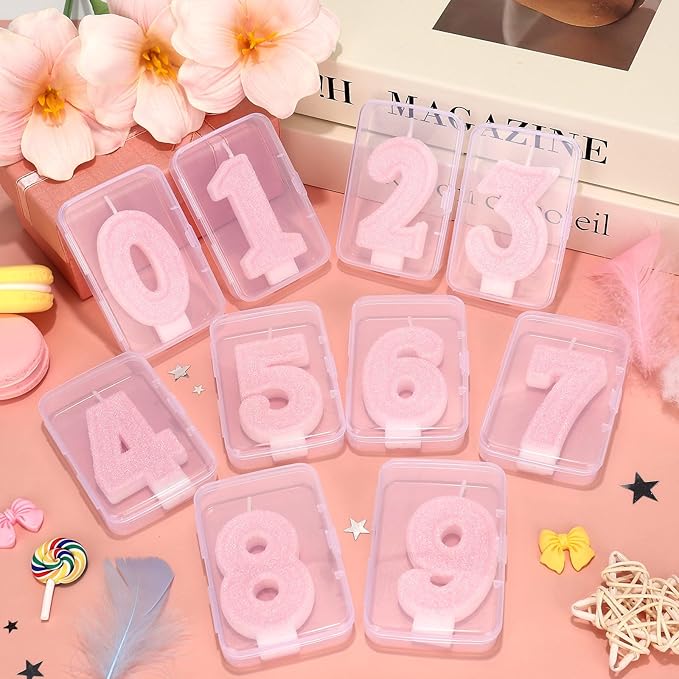 Cute Number 1 Birthday Candle, Glitter Pink Number Candles, First