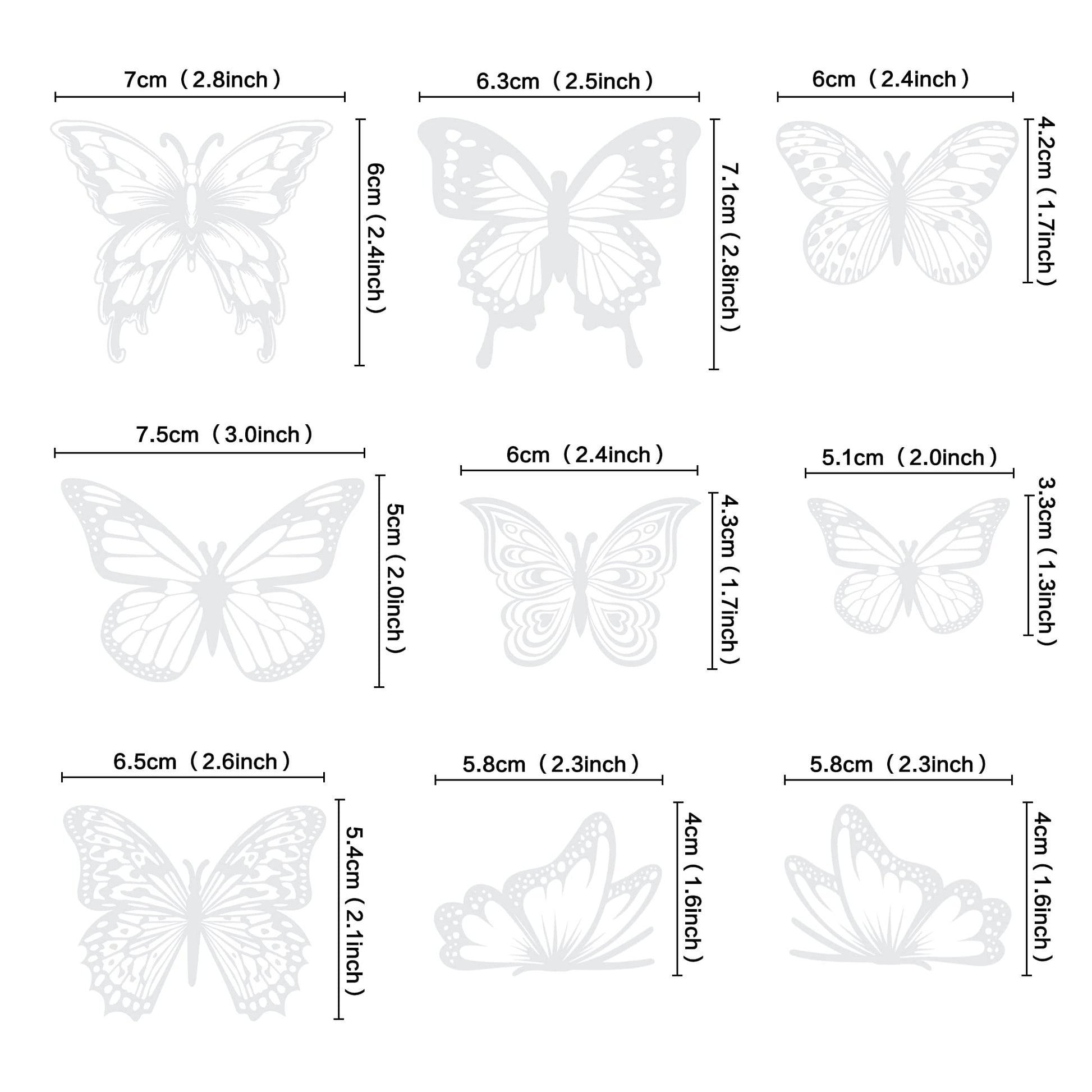 Ercadio 3d 36 Pack Butterfly Cake Toppers Black and White Pvc
