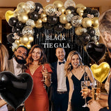 157Pcs Black and Gold Balloons Garland Arch Kit with Fringe Curtain