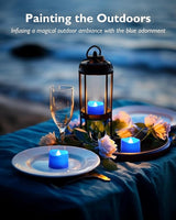 Homemory Blue Tea Lights Candles Battery Operated, 200+Hour Flameless