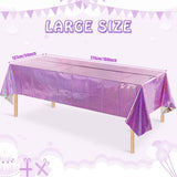 8 Pack Iridescent Light Purple Plastic Tablecloths Shiny Disposable
