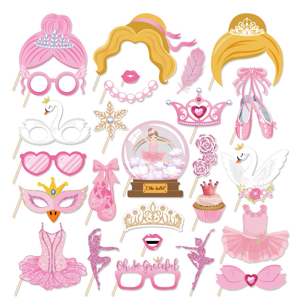 Kristin Paradise 25Pcs Ballerina Photo Booth Props with Stick, Ballet
