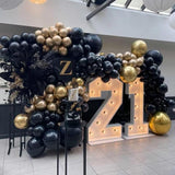 Black and Gold Balloons Garland Arch Kit, 134pcs Black and Metallic