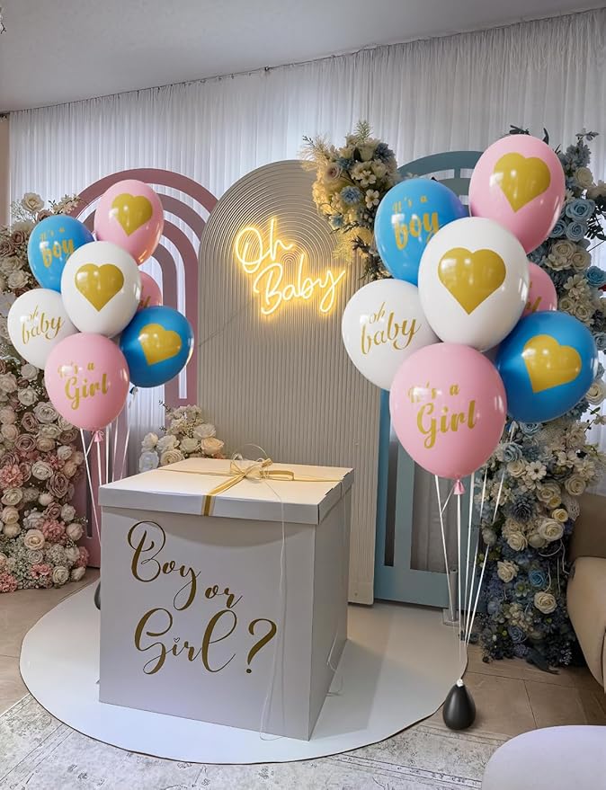 Gender Reveal Balloons - Pink and Blue Balloons 12 Inch Boy or Girl