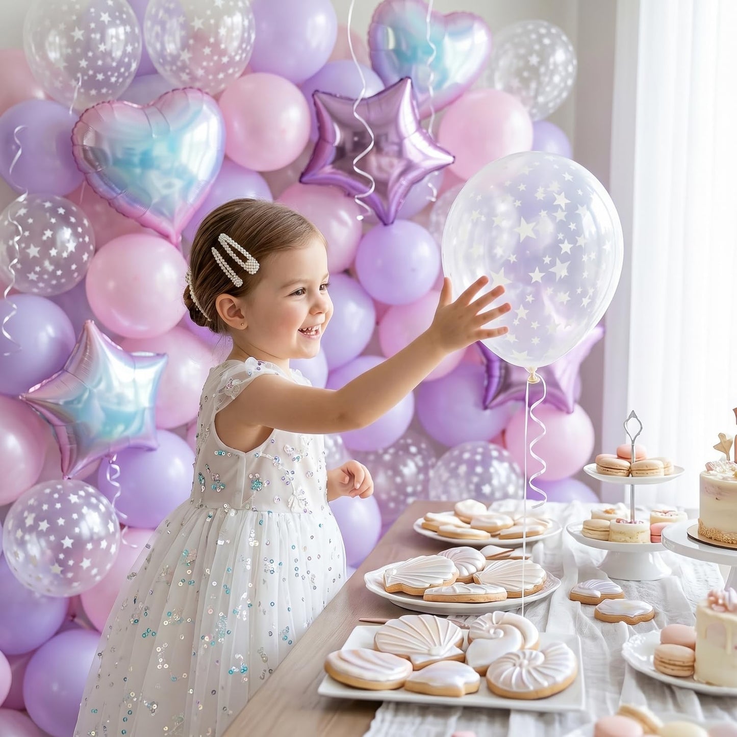 Pink and Purple Balloons, Pastel Pale Pink Light Purple Lilac