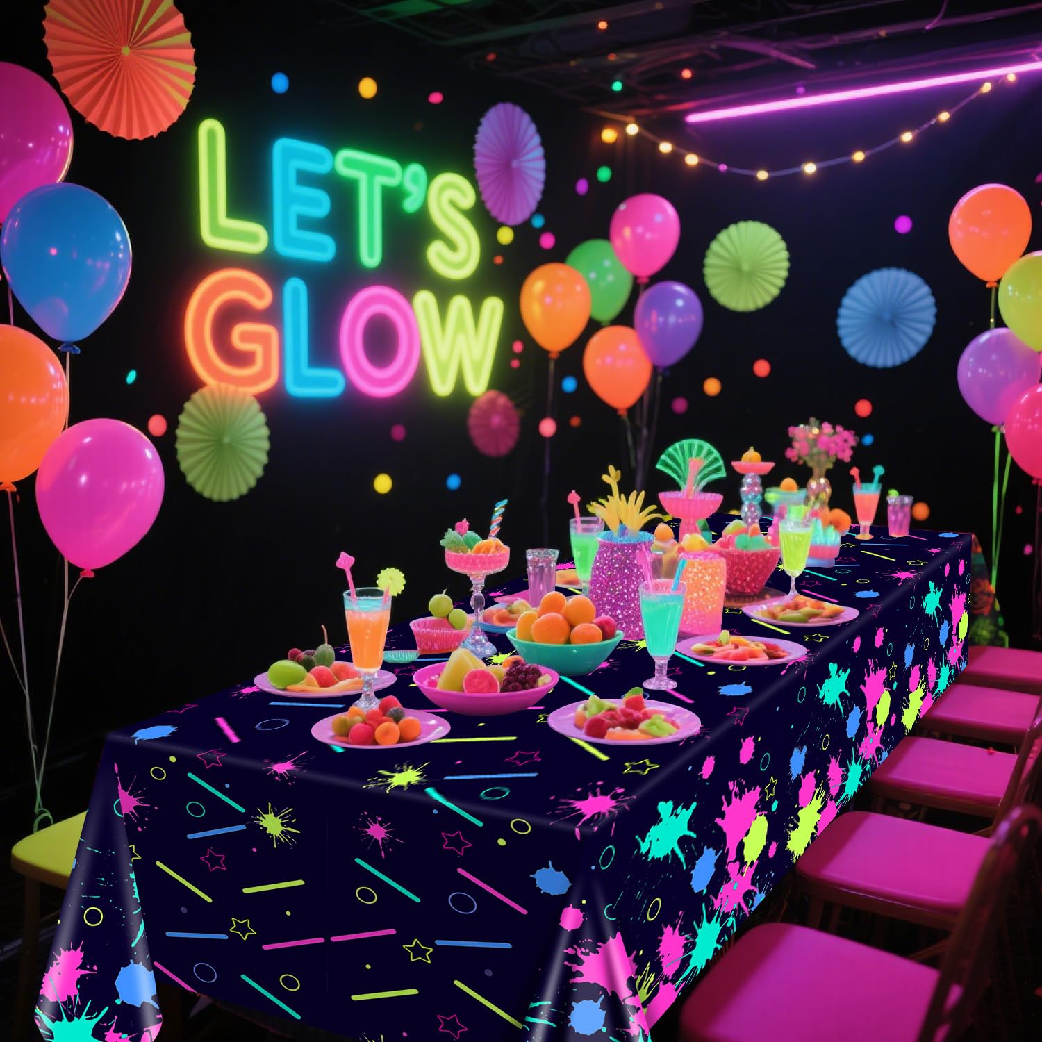 4 Pack Glow in the Dark Party Supplies Tablecloths, Including