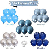 Blue and Silver Balloons, 50 PCS 12 Inch Pearl Royal Navy Blue Latex