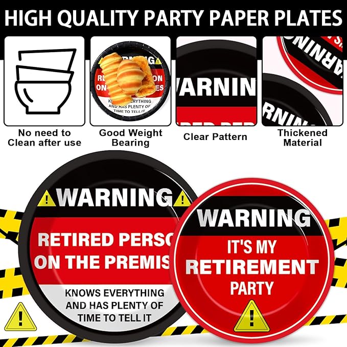 100 Pcs Funny Happy Retirement Party Supplies Caution Retirement