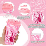 Yungyan 36 Sets Pink Spider Party Favors Goodie Cups with Lids and