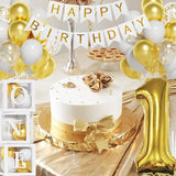 First Birthday Decorations 40 Inch Gold Number 1 Balloons HAPPY
