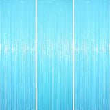 Voircoloria 3 Pack 3.3 x 8.2 ft Pastel Blue Foil Fringe Backdrop