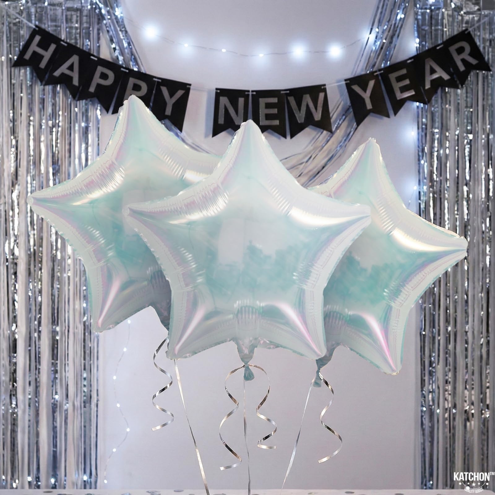 KatchOn, Transparent Iridescent Star Balloons - Big 19 Inch, Pack of 8