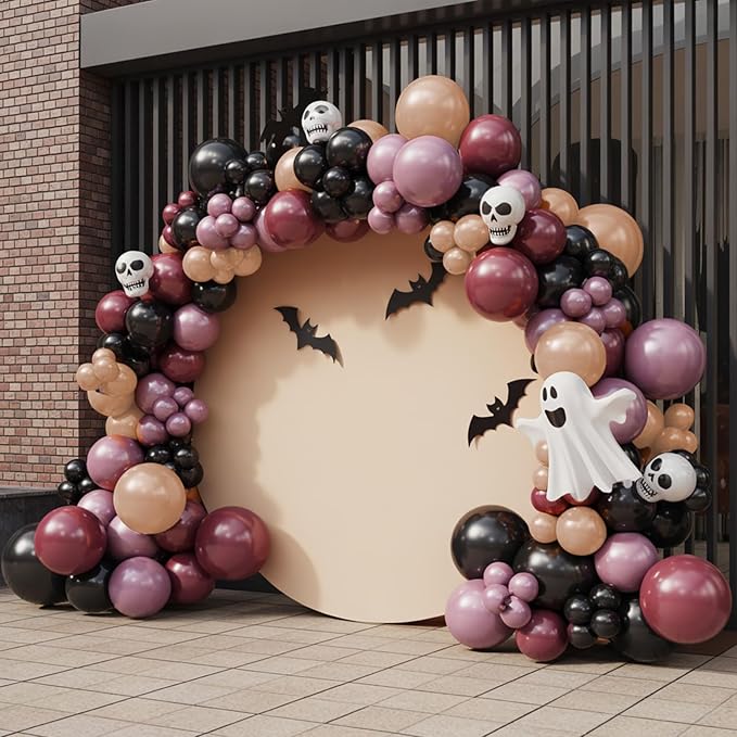 Halloween Balloon Arch Kit 120PCS Halloween Dusty Pink Black Orange