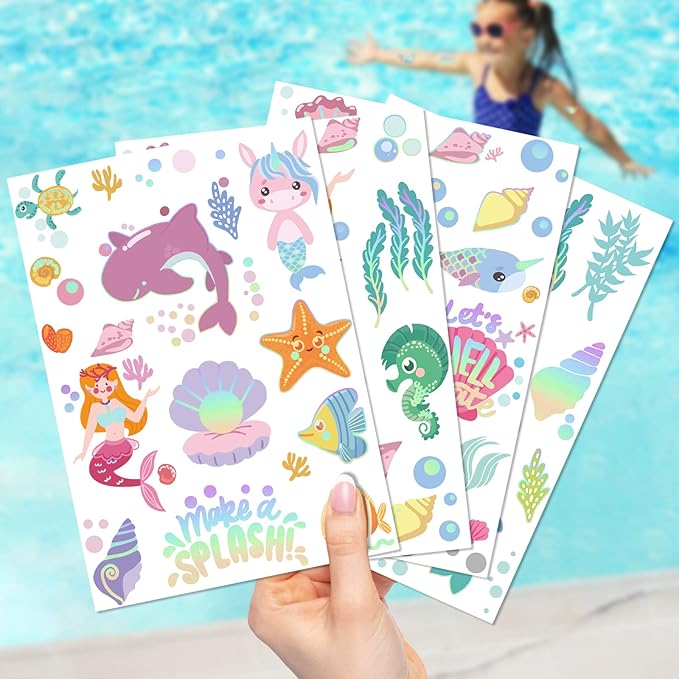 Mermaid Temporary Tattoo for Kids Under the Sea-76 Glitter Style Cute