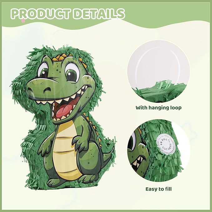 Dinosaur Piñata Party Set 132 Pieces with Hitting Stick Confetti