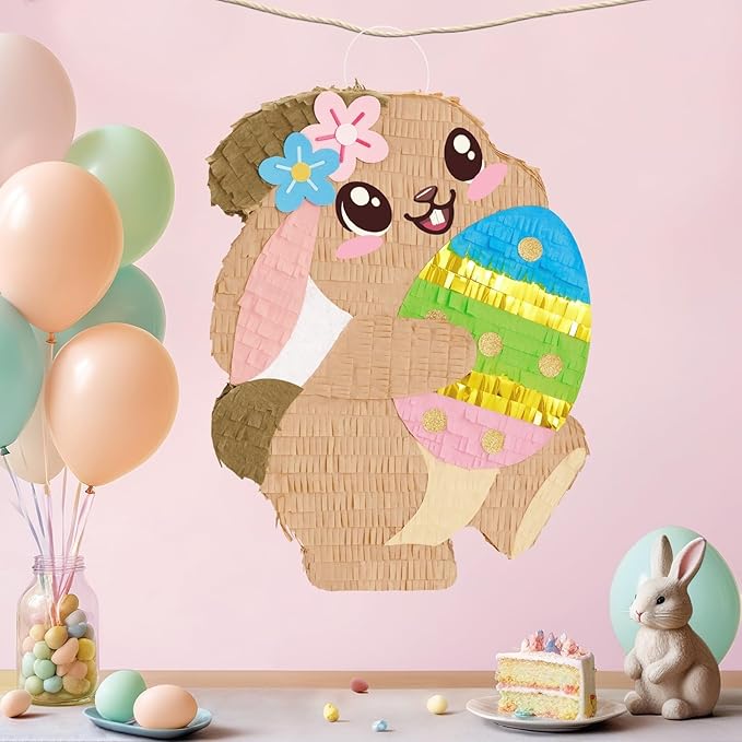 Easter Bunny Piñata Easter Piñata with Blindfold and Stick Spring