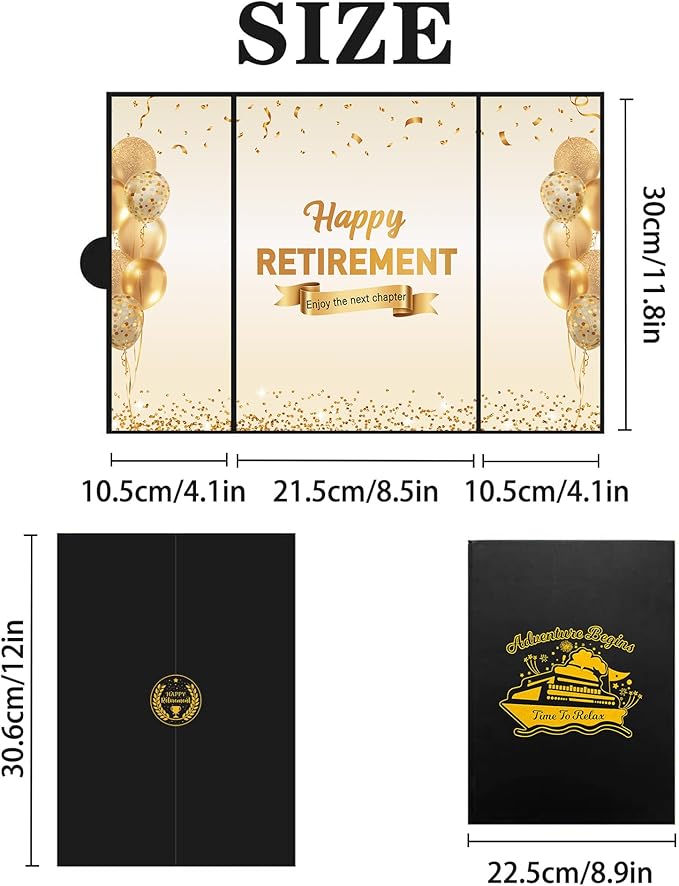 Black Gold Happy Retirement Decorations Sailing Into Retirement