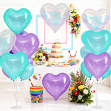 Iridescent Heart Balloons, 18Inch Transparent Heart Foil Balloons