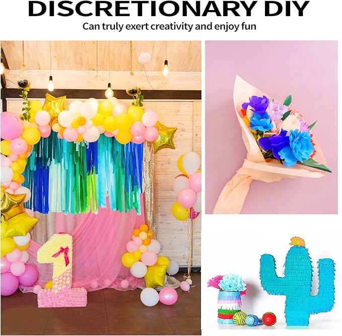 Crepe Paper Streamers 6 Rolls 492ft，Green and Blue Party Decorations