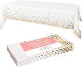 Prestee White and Gold Tablecloths, 4pk, 54x108 Inches - Party Table