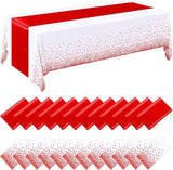 Breling 24 Pack White and Red Disposable Plastic Tablecloths and
