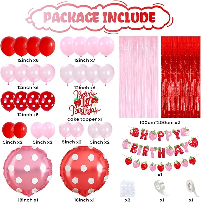 Strawberry Birthday Decorations for Girls Berry First Birthday Decor