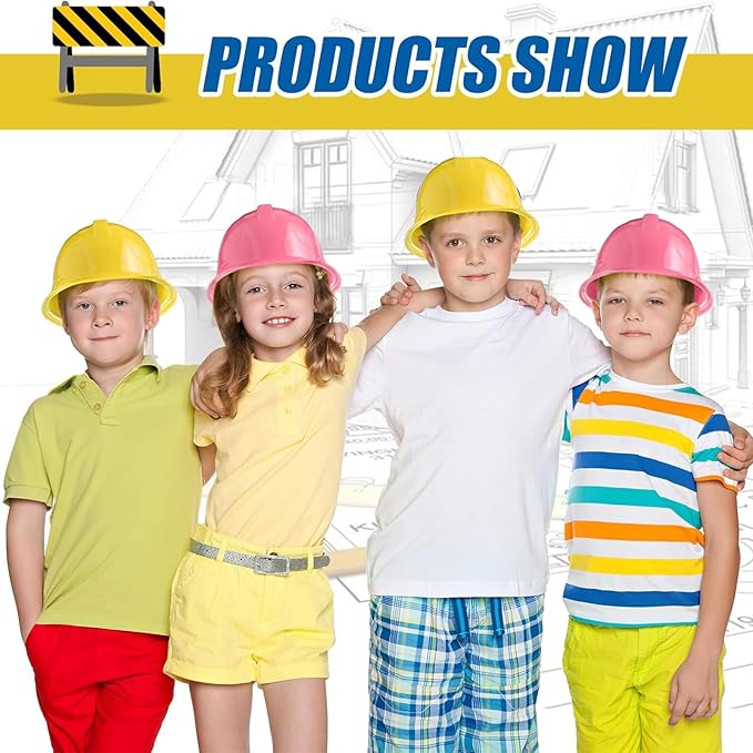 Haysandy Construction Hats Bulk Plastic Construction Party Hats Soft
