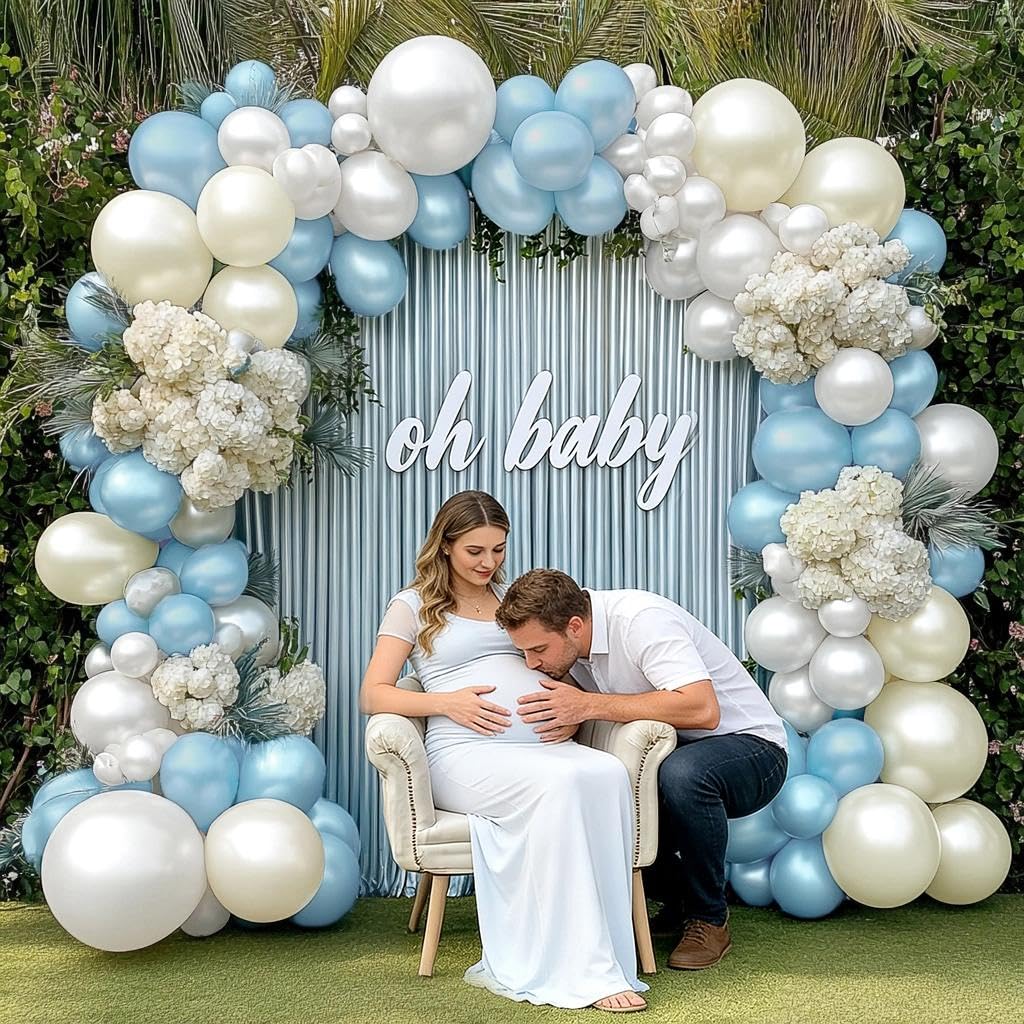 Pearl White Balloon Garland Double Stuffed Sand White Balloons