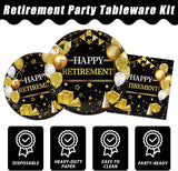 168 Pcs Retirement Party Supplies, Black Gold Happy Retirement Party