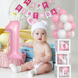 Baby Girl First Birthday Decorations Pastel Pink White Balloons 40