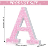 Qunclay Pink Crystal Diamond Letter Wall Decor, Glitter Wooden Bling