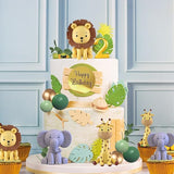 25 PCS Safari Animal Cake Toppers Jungle Wild Cake Decorations with