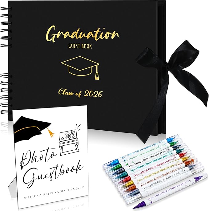 12 Pcs 2026 Graduation Guest Book with Photo Sign Decor 80 Pages