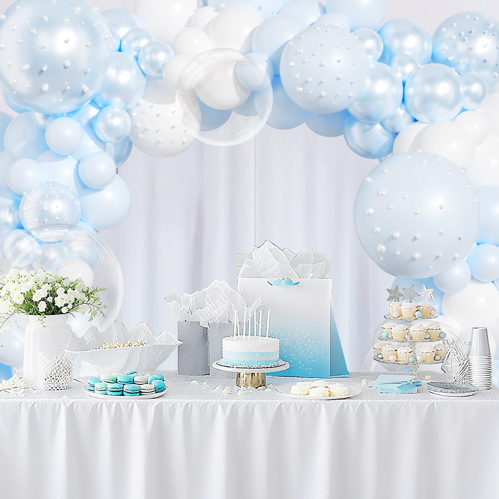 Blue Balloon Arch Kit 177Pcs Blue and White Balloon Arch Kit with