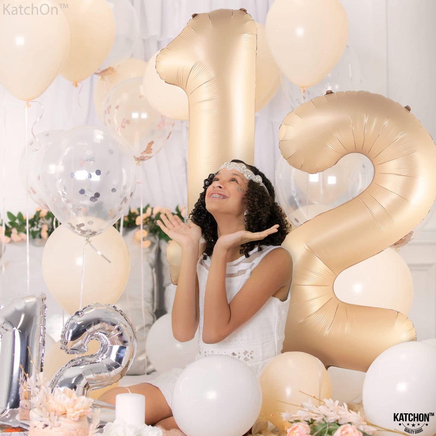 KatchOn, Huge Caramel 12 Balloon Number - 40 Inch | Caramel Number 12