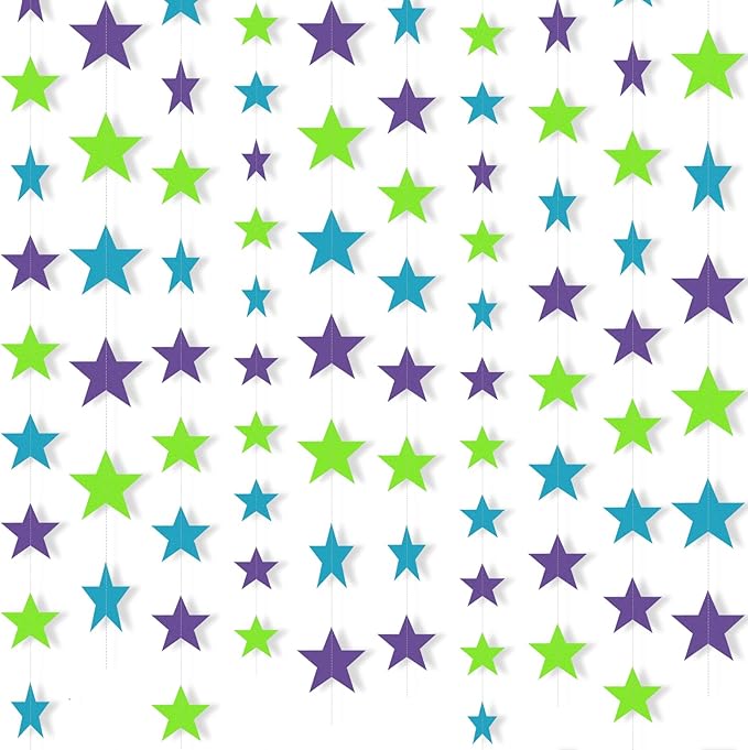 Patelai Glitter Star Garland Banner 2026 Party Decor 130 Feet Star Han