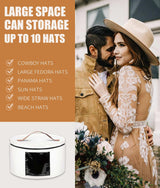 PANGTON Hat Box, Travel Hat Storage Box, Foldable Space-saving Hats