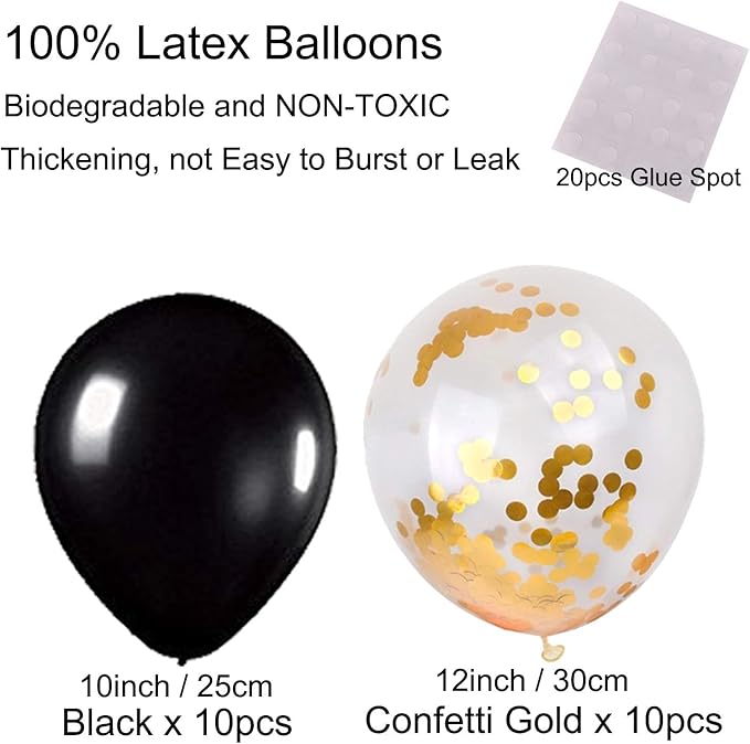 Black and Gold Party Decorations Confetti Balloons Decorative