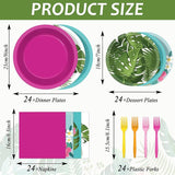 96 Pcs Hawaiian Party Decorations Hibiscus Paper Plates Napkins
