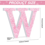 Qunclay Pink Crystal Diamond Letter Wall Decor, Glitter Wooden Bling